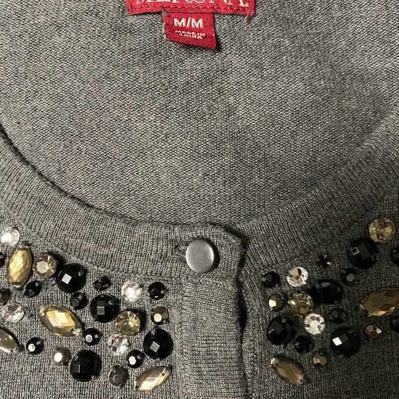 Women's Merona Cardigan Beaded Sweater M Gray - Picture 4 of 6